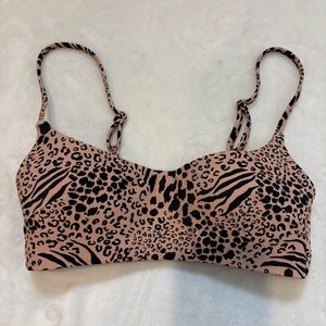 Victoria Secret Swim Animal Print Bikini Top Size Small Black & Beige